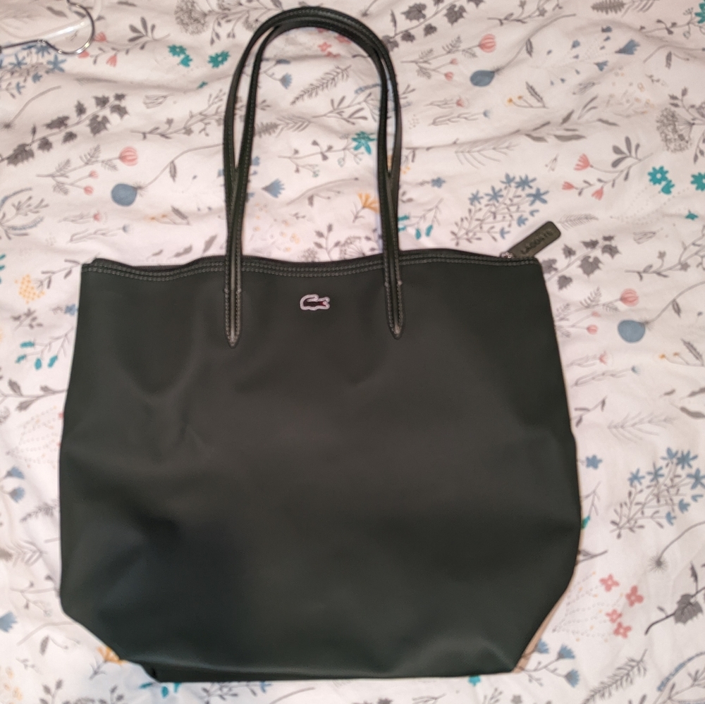 Forest green lacoste zip shoulder bag